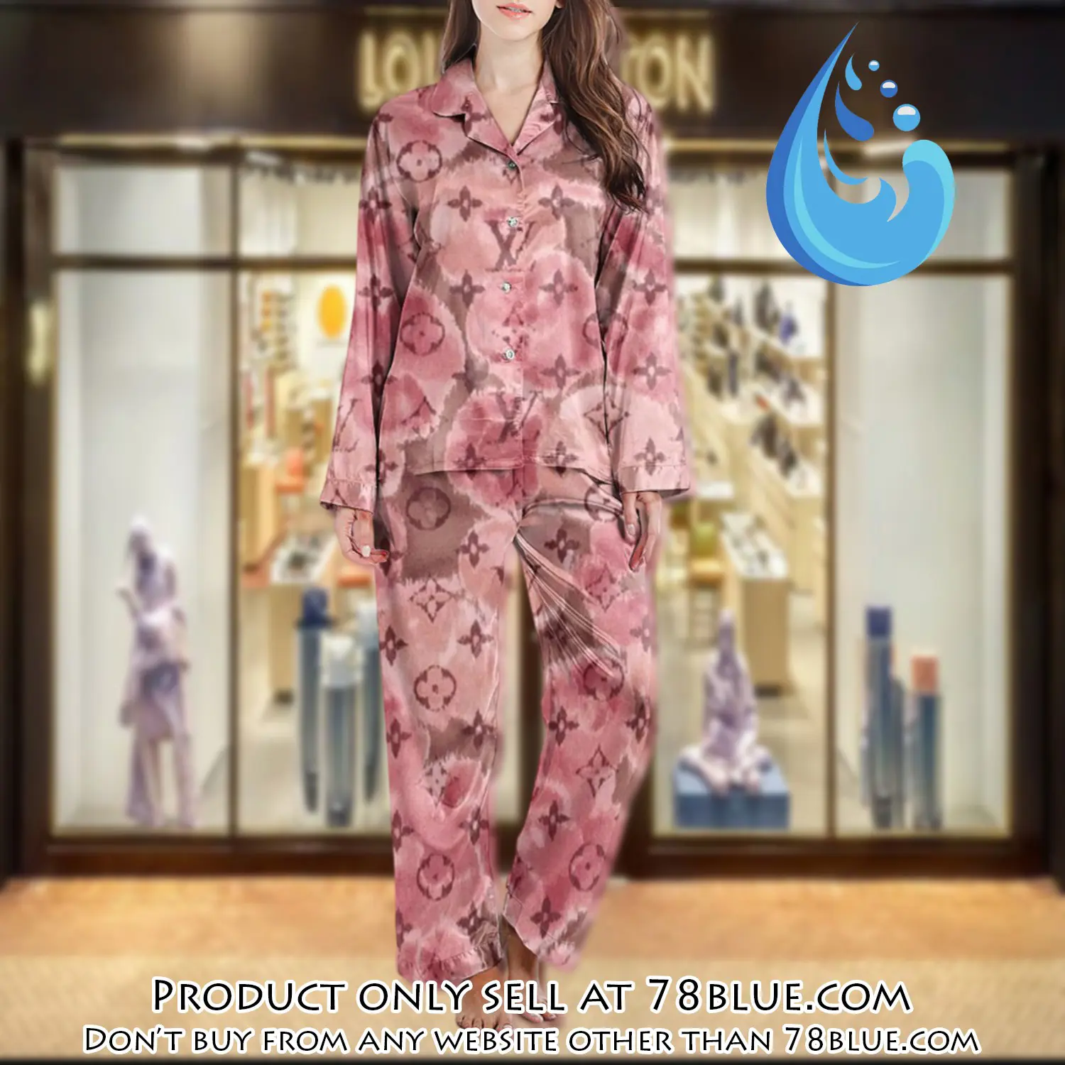 Lv monogram long satin pajama set pjs1035 78b2030843